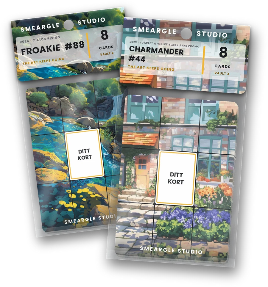 Two printed sets, Froakie and Charmander, each in a clear bag with a folded header tag
