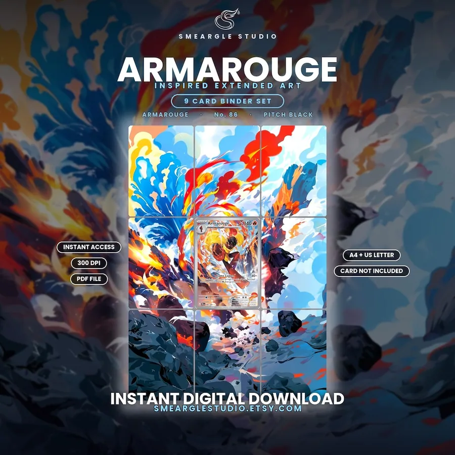 Extendas Card Armarouge Extended Binder Art: 3 Pokémon Card Designs | SmeargleStudio