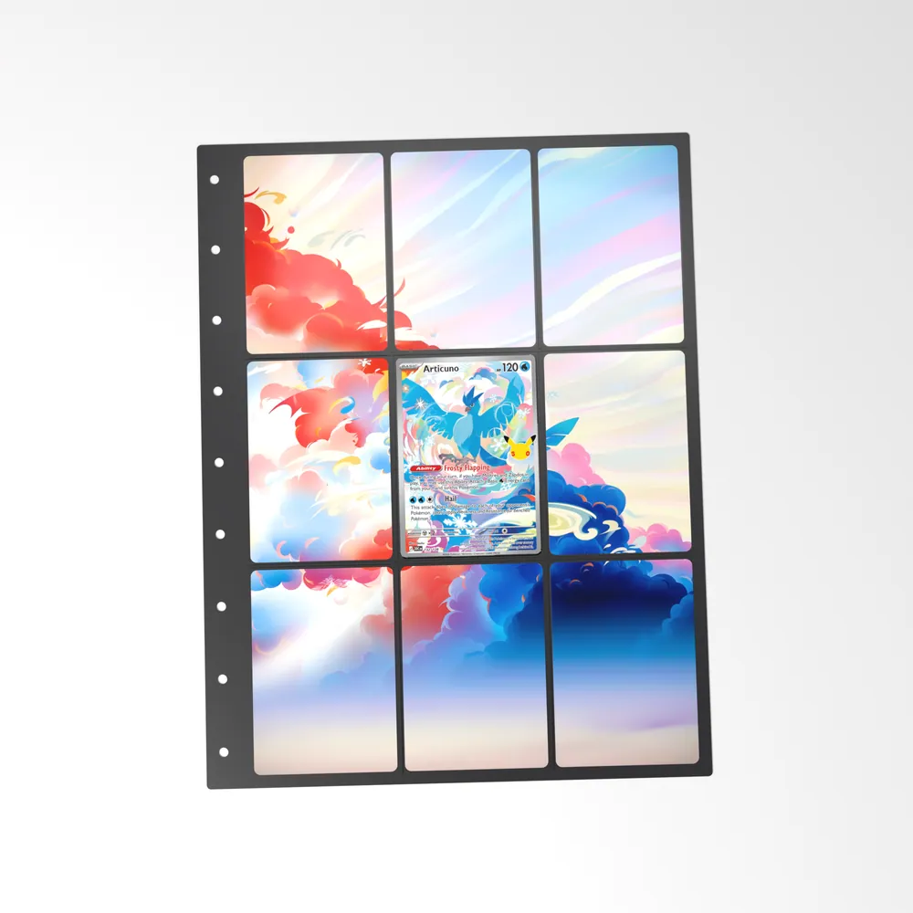The printed Articuno 132/128 set in a 9-pocket binder page, with the card in the centre pocket
