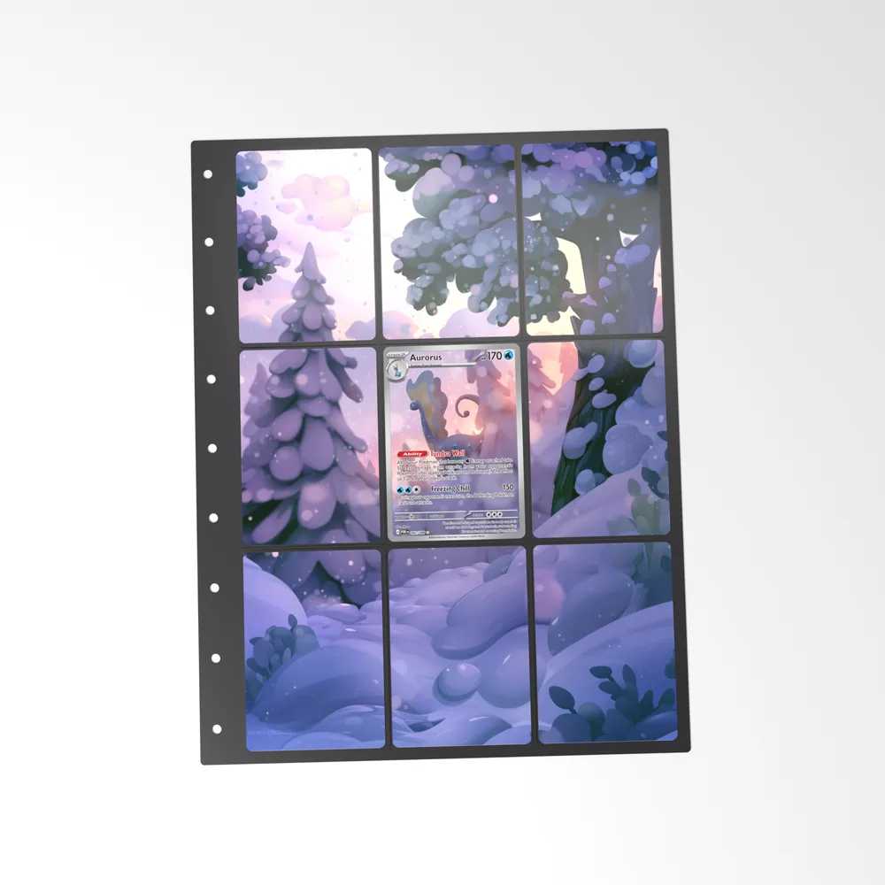 The printed Aurorus 92/88 set in a 9-pocket binder page, with the card in the centre pocket