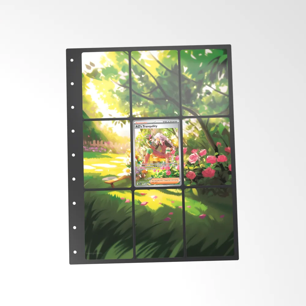 The printed AZ's Tranquility 120/86 set in a 9-pocket binder page, with the card in the centre pocket