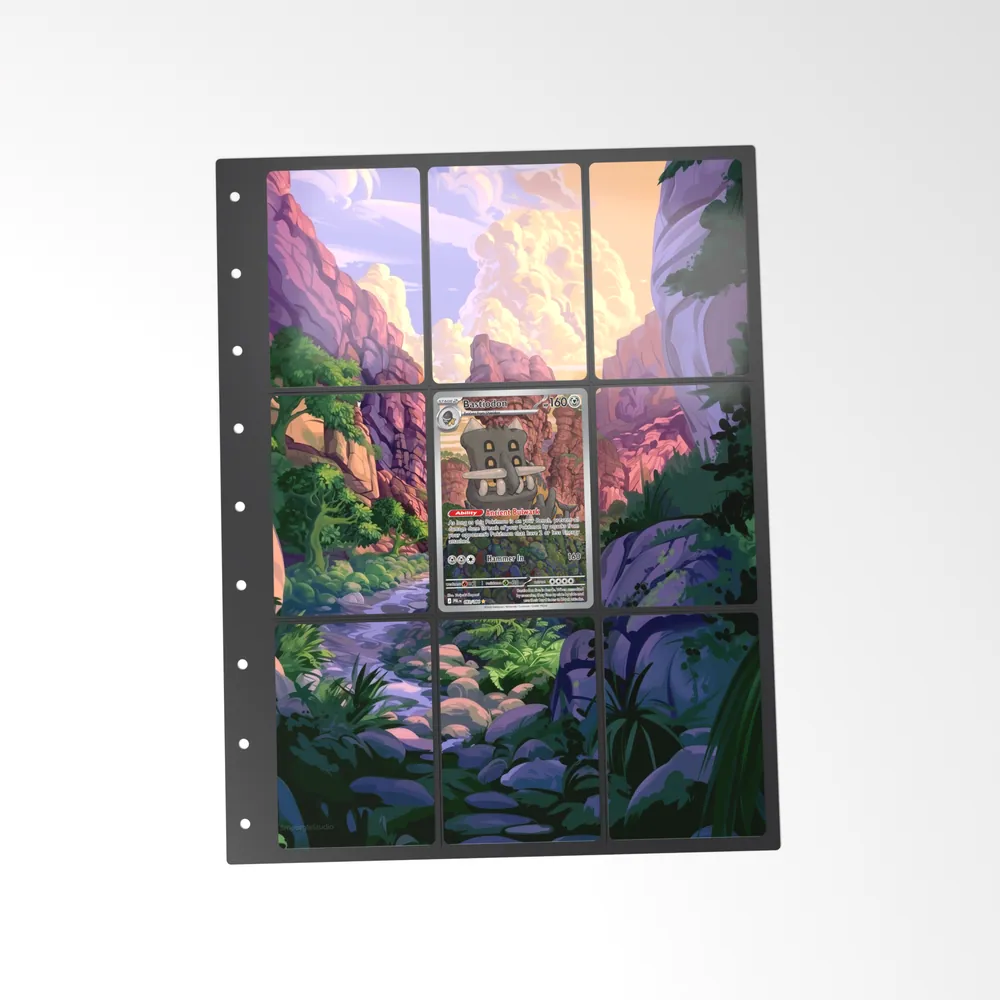 The printed Bastiodon 93/84 set in a 9-pocket binder page, with the card in the centre pocket