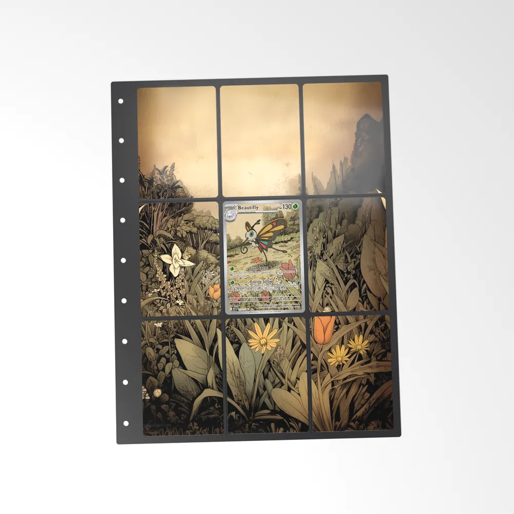 The printed Beautifly 219/217 set in a 9-pocket binder page, with the card in the centre pocket