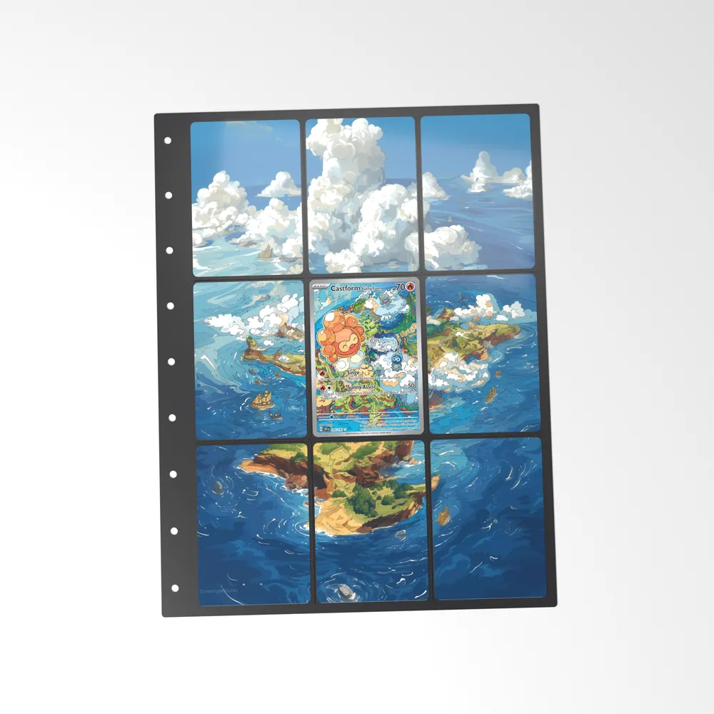 The printed Castform Sunny Form 195/191 set in a 9-pocket binder page, with the card in the centre pocket