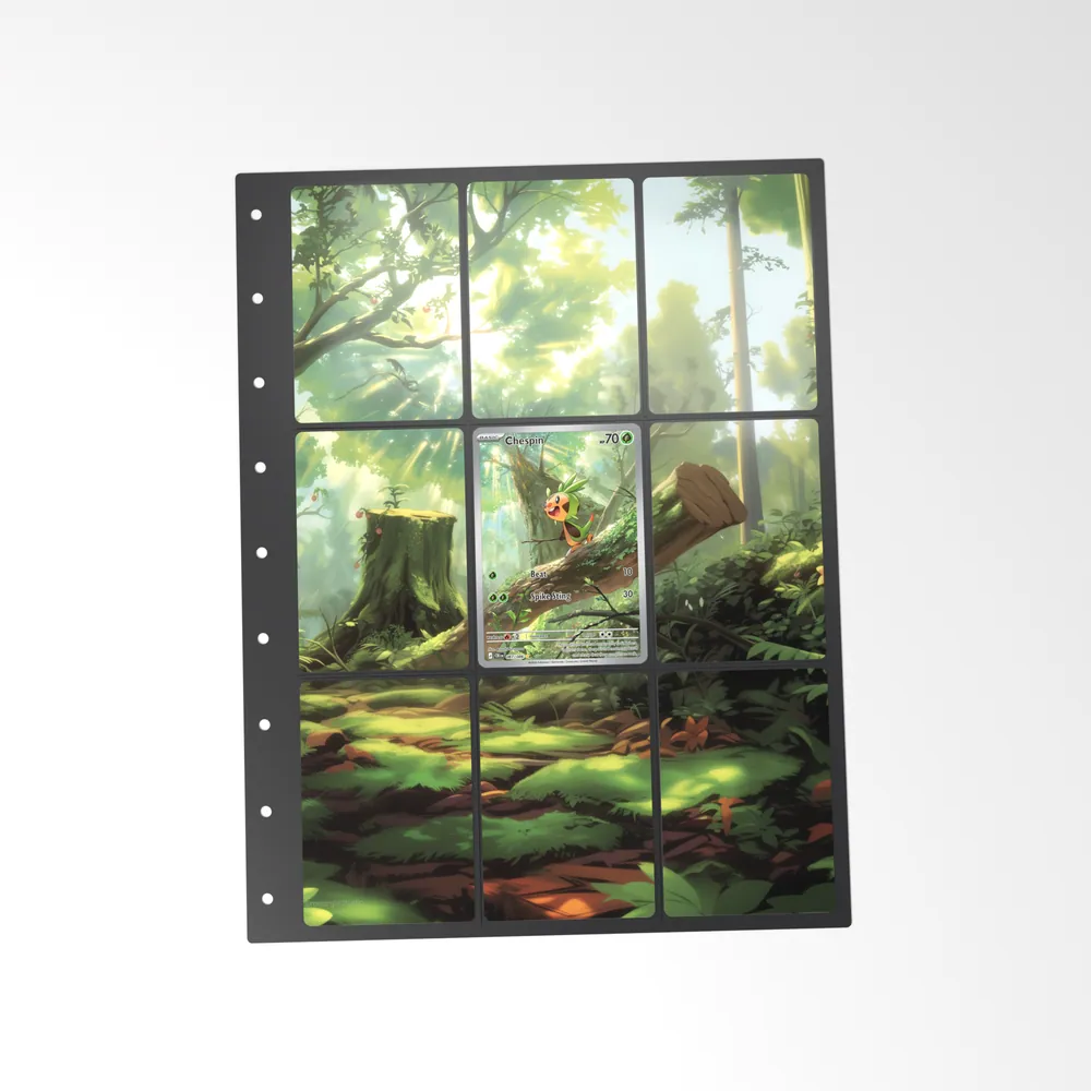 A printed Chespin set in a 9-pocket binder page