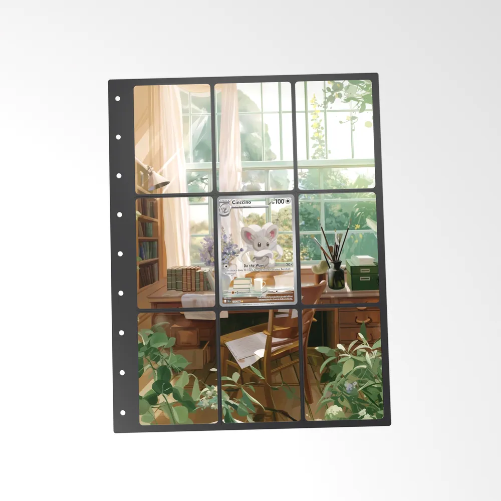 The printed Cinccino 153/86 set in a 9-pocket binder page, with the card in the centre pocket