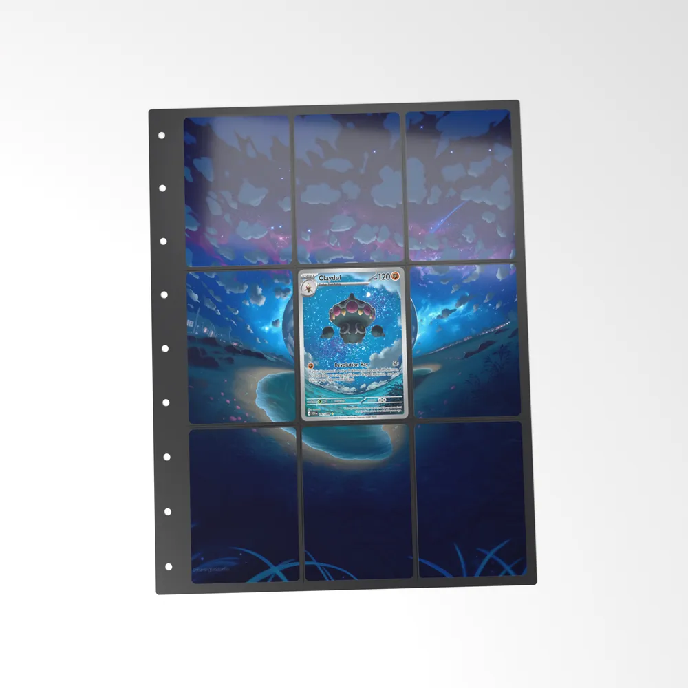 The printed Claydol 92/86 set in a 9-pocket binder page, with the card in the centre pocket