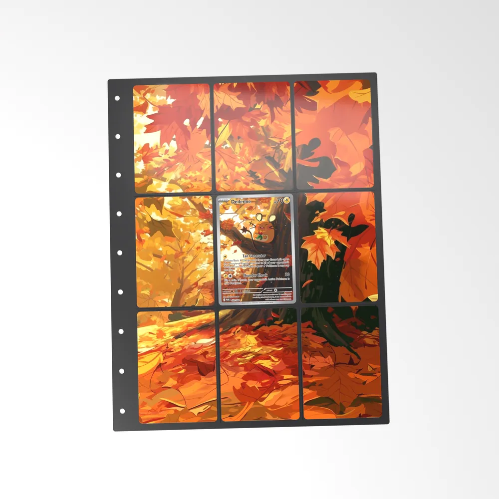 The printed Dedenne 93/88 set in a 9-pocket binder page, with the card in the centre pocket