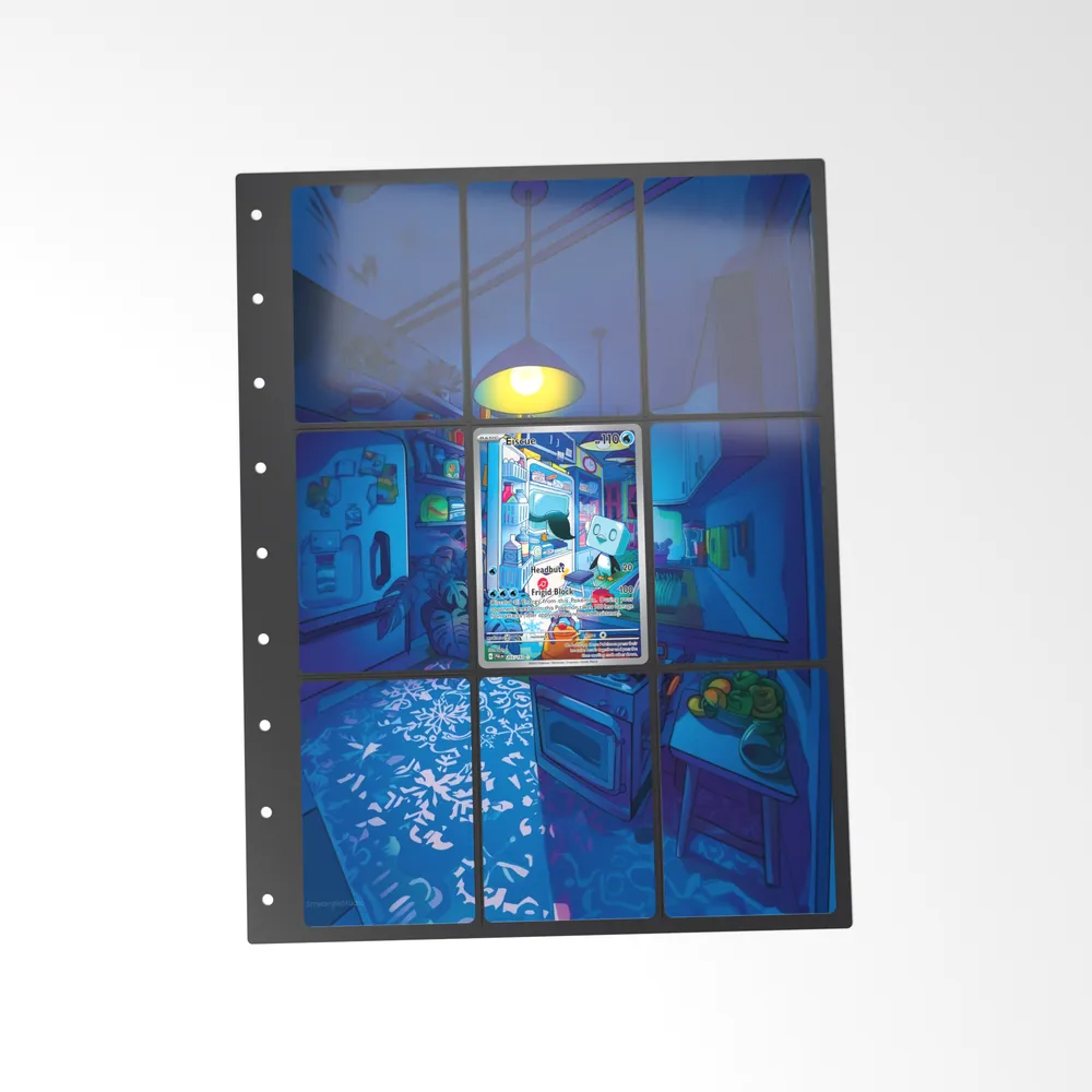 The printed Eiscue 205 set in a 9-pocket binder page, with the card in the centre pocket