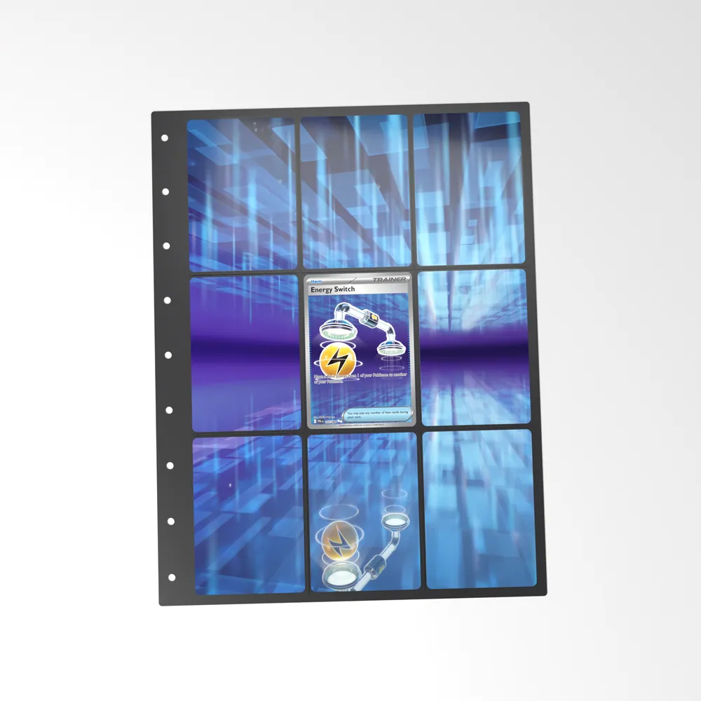 The printed Energy Switch 107/84 set in a 9-pocket binder page, with the card in the centre pocket