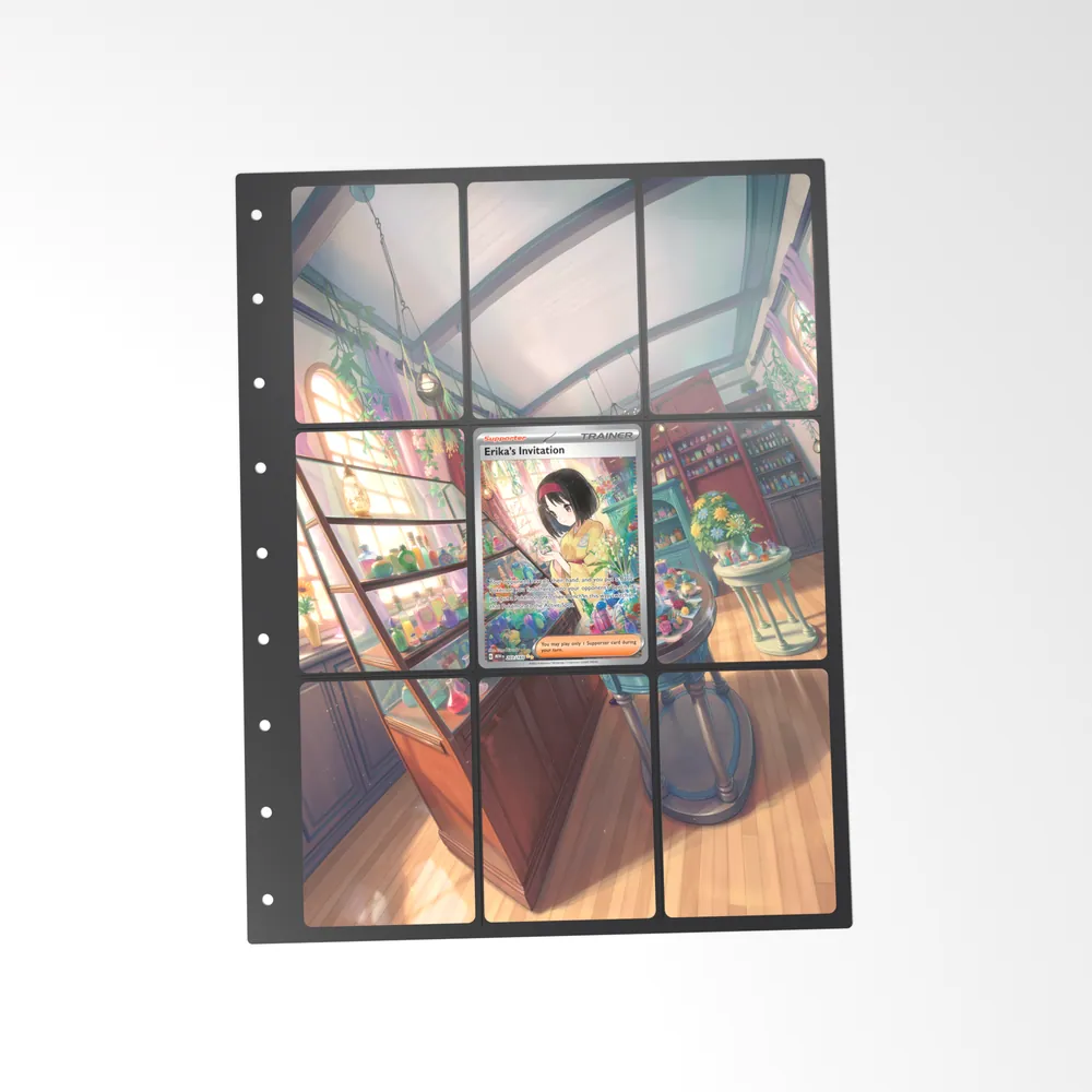 The printed Erika's Invitation 203/165 set in a 9-pocket binder page, with the card in the centre pocket