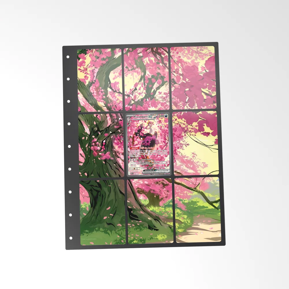 The printed Fezandipiti ex 288/217 set in a 9-pocket binder page, with the card in the centre pocket