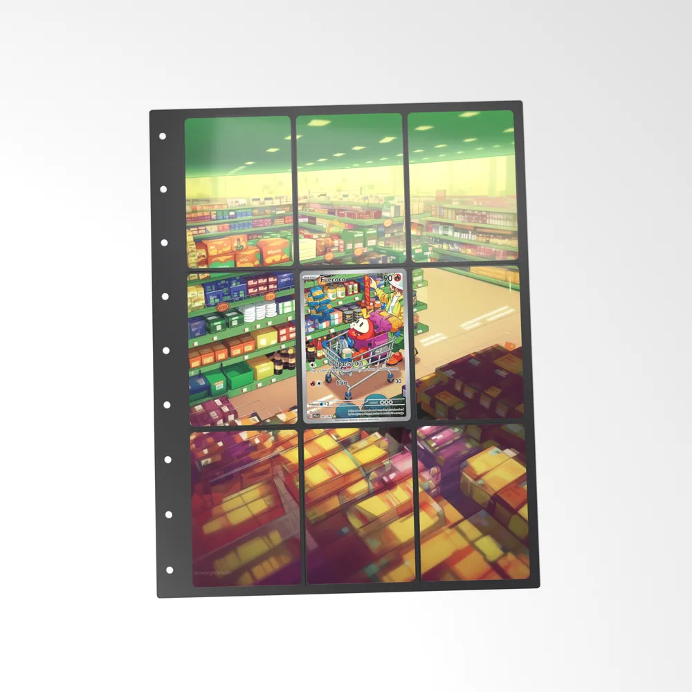 The printed Fuecoco 201/193 set in a 9-pocket binder page, with the card in the centre pocket