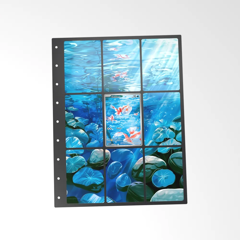 The printed Goldeen 87/84 set in a 9-pocket binder page, with the card in the centre pocket