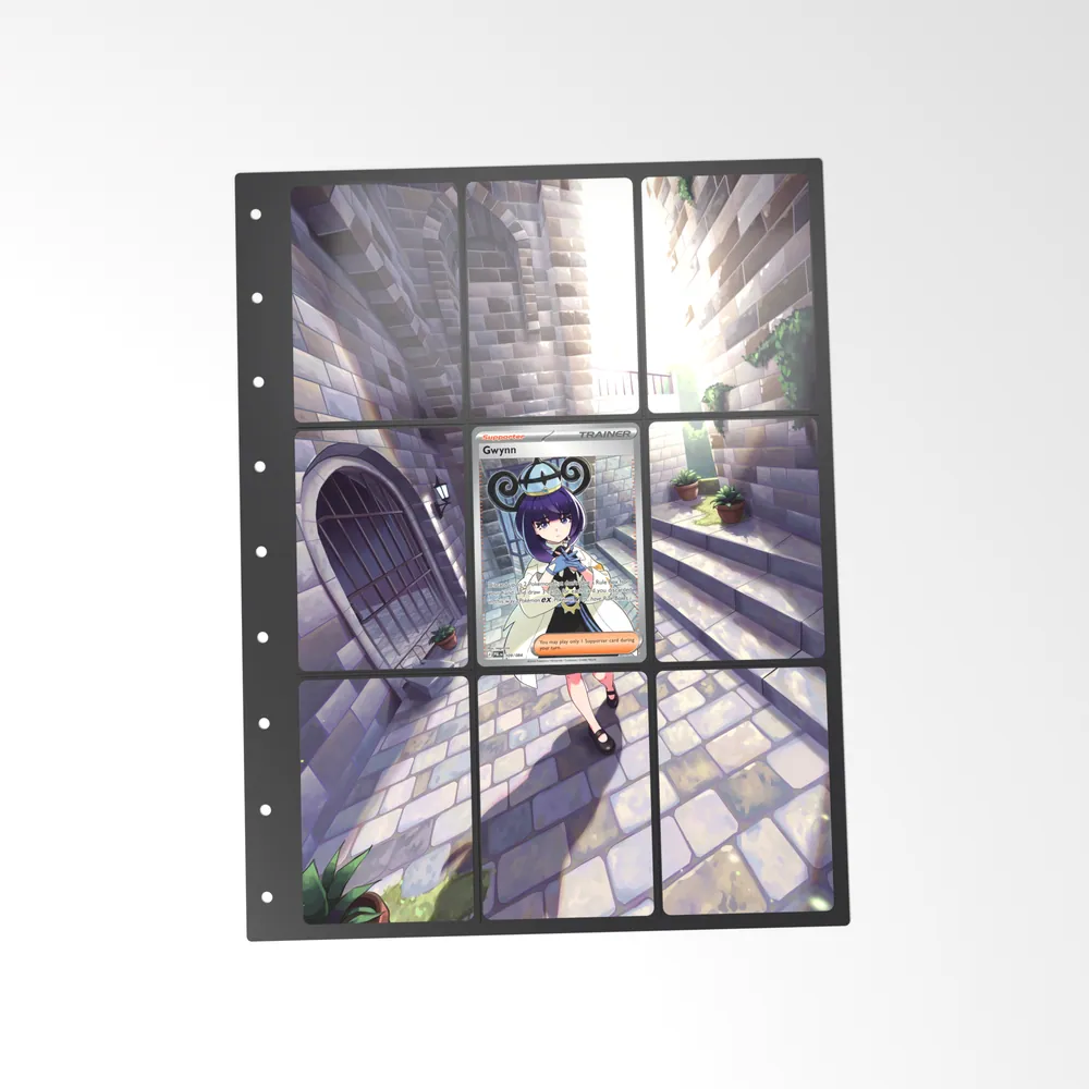 The printed Gwynn 109 set in a 9-pocket binder page, with the card in the centre pocket
