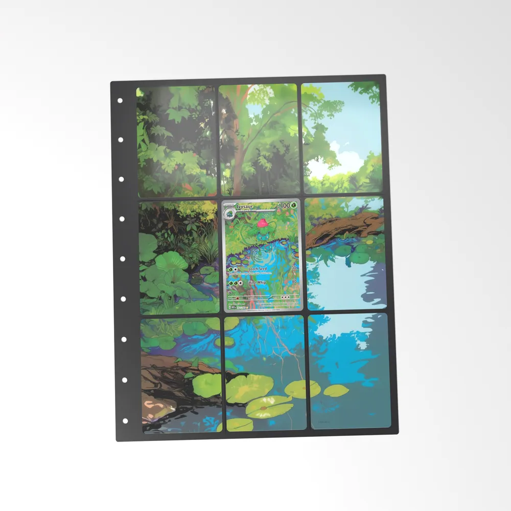 The printed Ivysaur 167/165 set in a 9-pocket binder page, with the card in the centre pocket