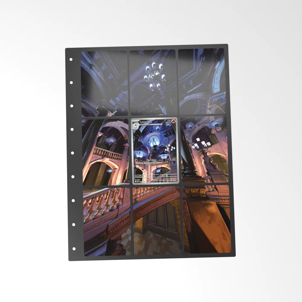 The printed Lampent 102/86 set in a 9-pocket binder page, with the card in the centre pocket
