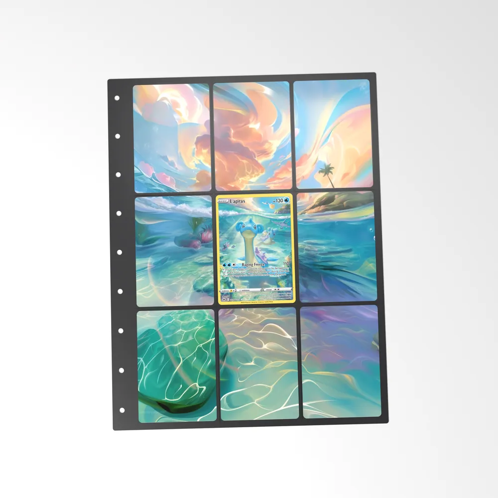 The printed Lapras GG05/GG70 set in a 9-pocket binder page, with the card in the centre pocket