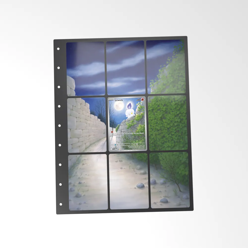 The printed Litwick 101/86 set in a 9-pocket binder page, with the card in the centre pocket