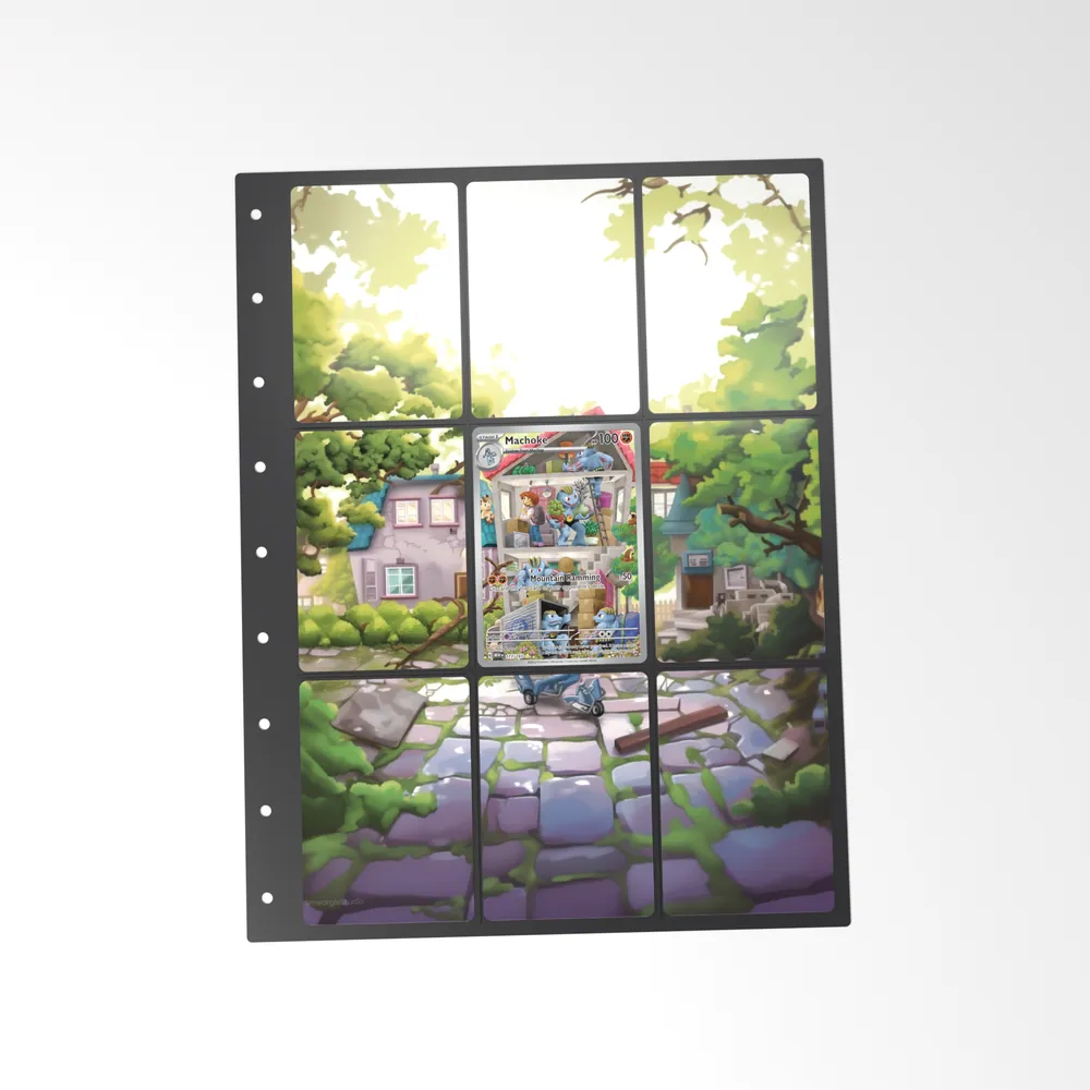 The printed Machoke 177/165 set in a 9-pocket binder page, with the card in the centre pocket