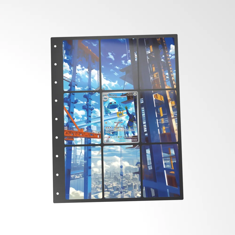 The printed Metang 94/86 set in a 9-pocket binder page, with the card in the centre pocket