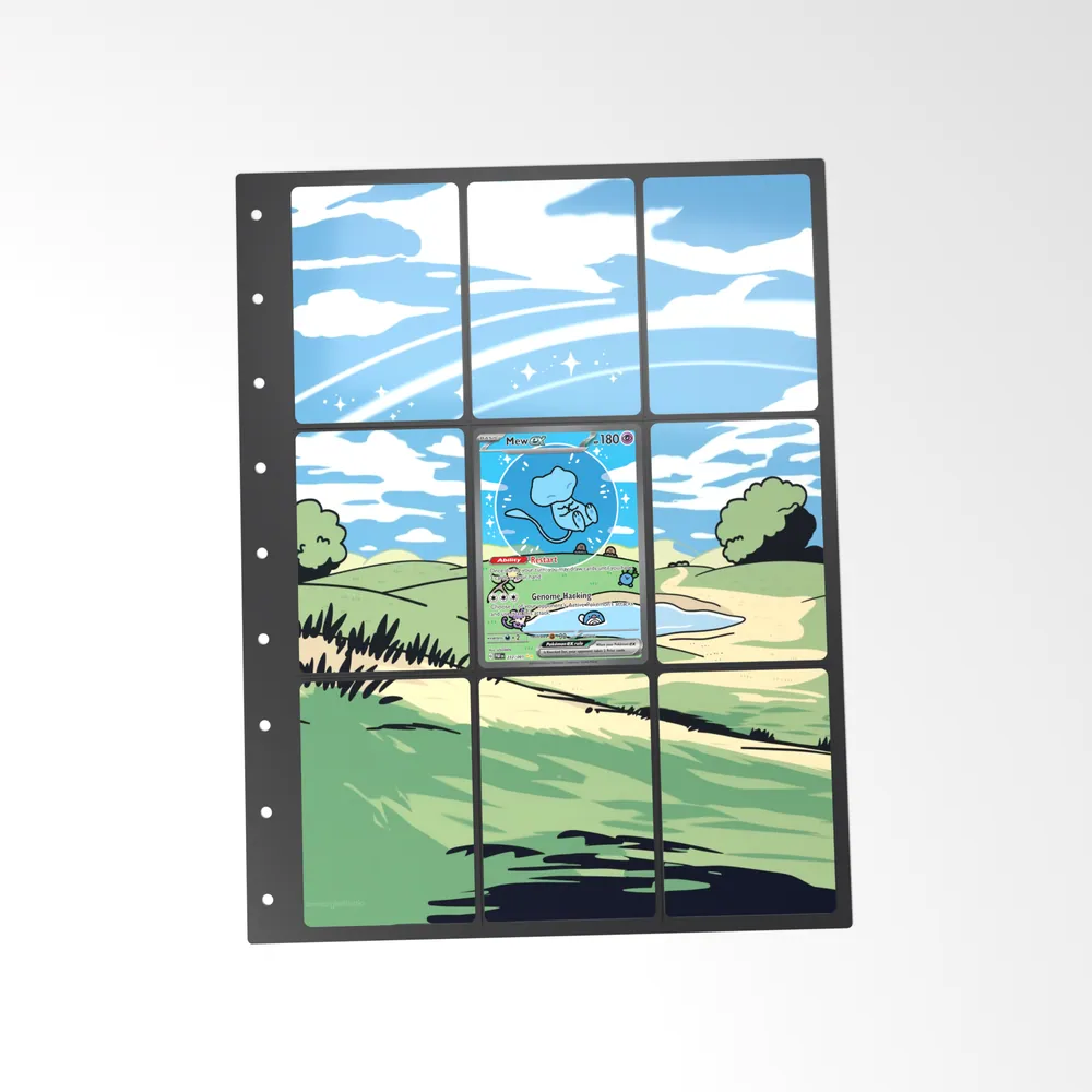 The printed Mew ex 232/91 set in a 9-pocket binder page, with the card in the centre pocket