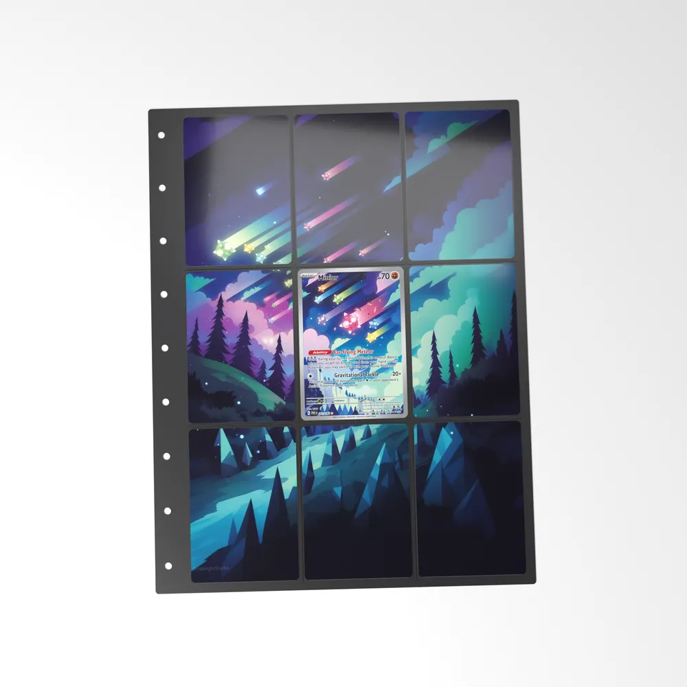 The printed Minior 201/182 set in a 9-pocket binder page, with the card in the centre pocket