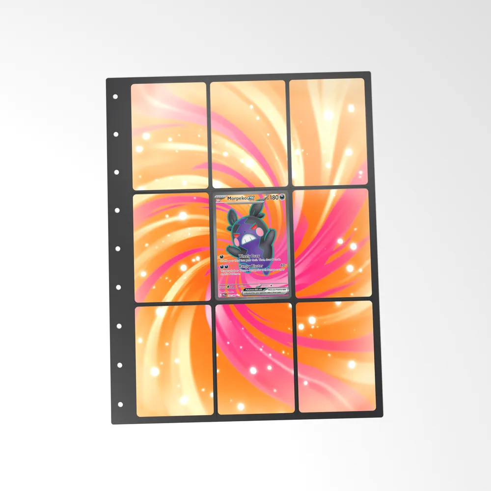The printed Morpeko ex 102/84 set in a 9-pocket binder page, with the card in the centre pocket