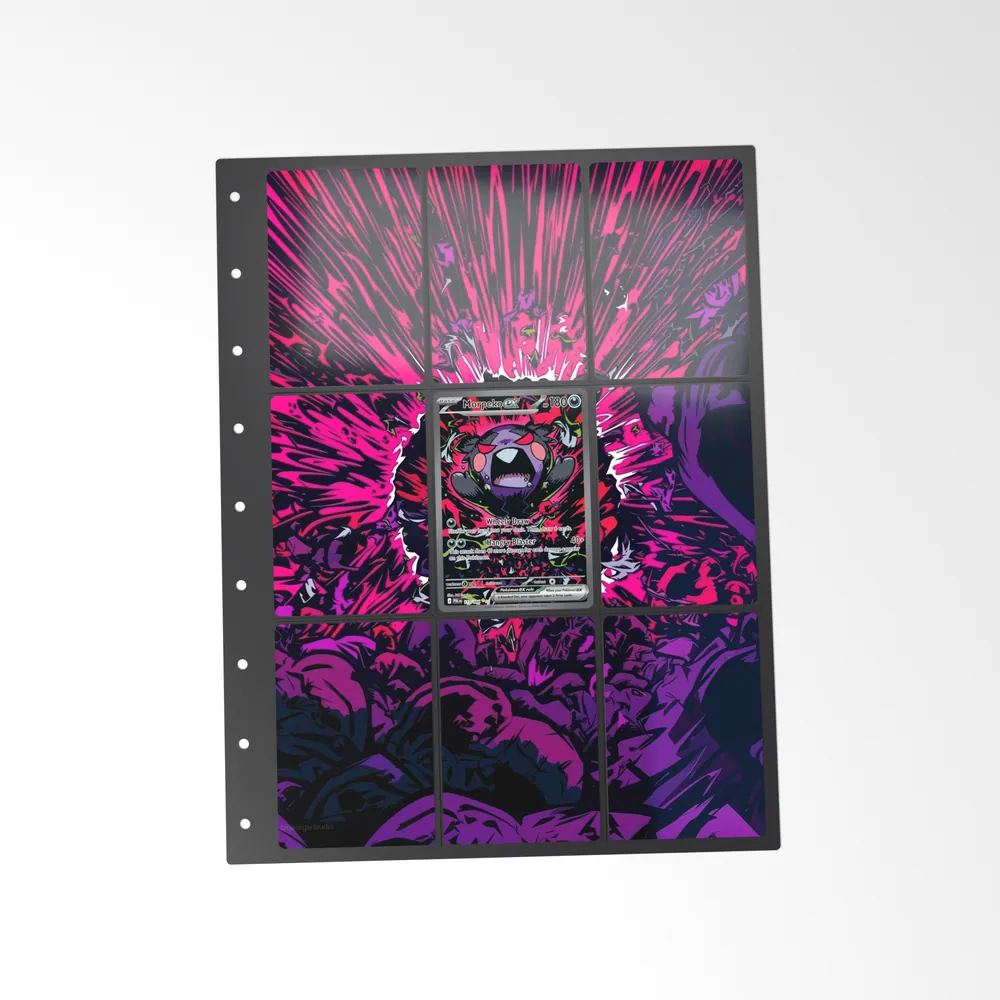 The printed Morpeko ex 117/84 set in a 9-pocket binder page, with the card in the centre pocket