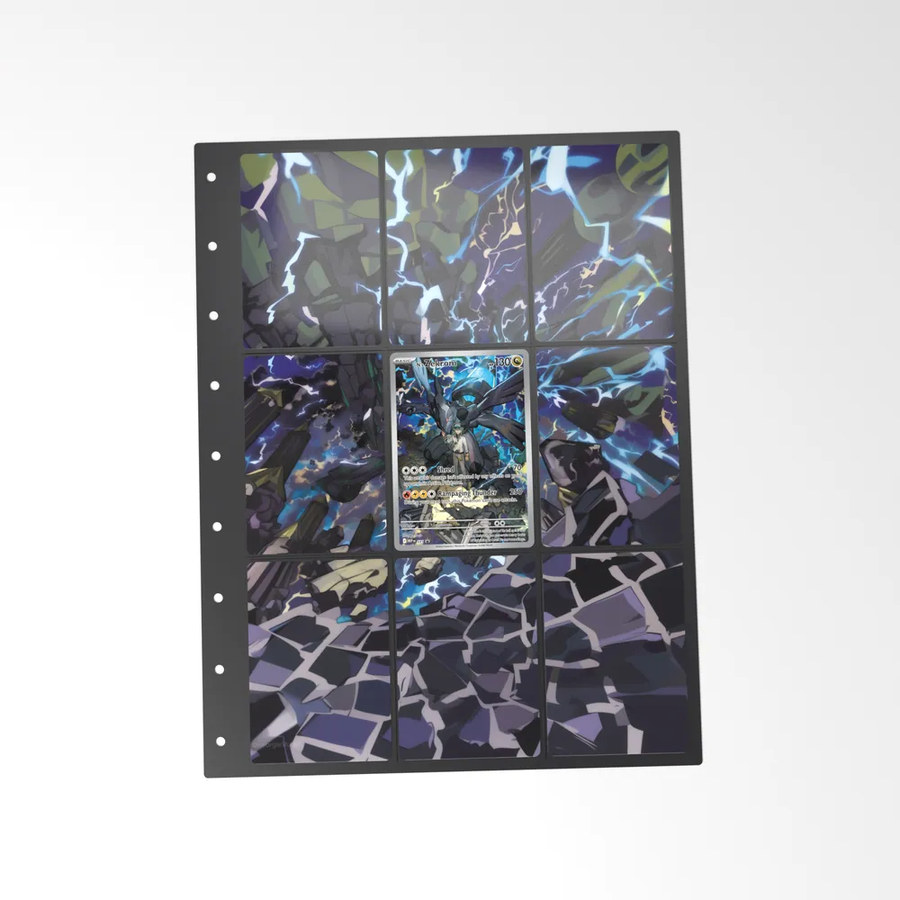 The printed N's Zekrom 31 set in a 9-pocket binder page, with the card in the centre pocket