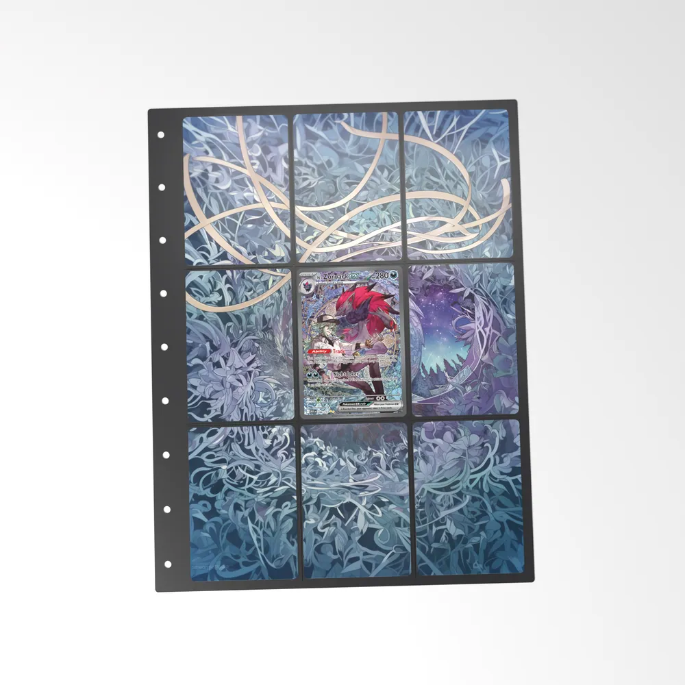 The printed N's Zoroark ex 286/217 set in a 9-pocket binder page, with the card in the centre pocket