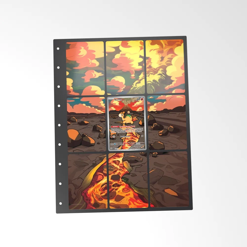 The printed Numel 223/217 set in a 9-pocket binder page, with the card in the centre pocket