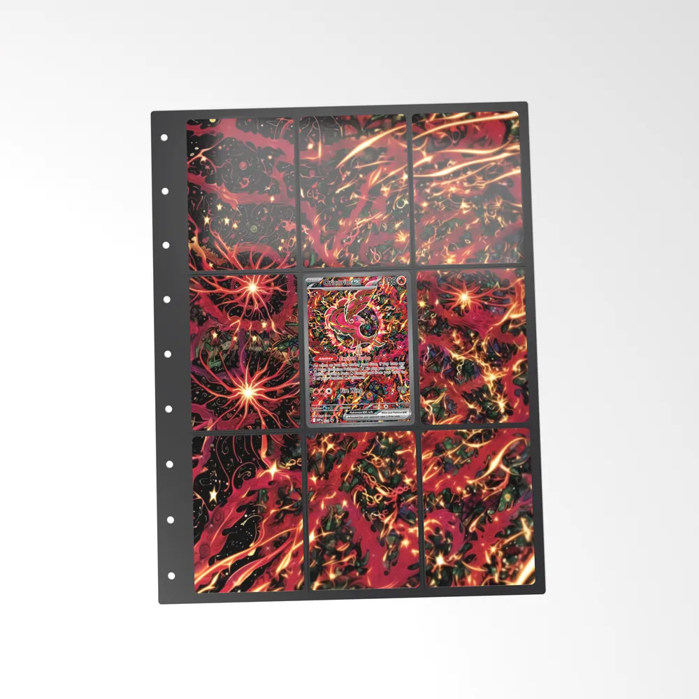 The printed Oricorio ex 24 set in a 9-pocket binder page, with the card in the centre pocket