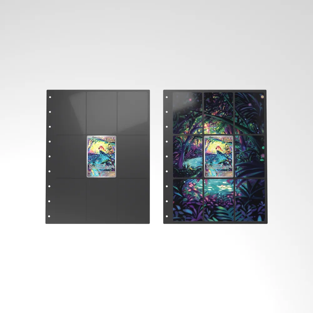 Before and after: the Scream Tail card alone in an empty binder page, then surrounded by its eight extended-art cards