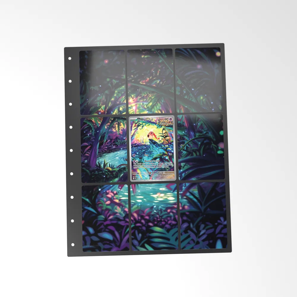 The printed Scream Tail 65 set in a 9-pocket binder page, with the card in the centre pocket