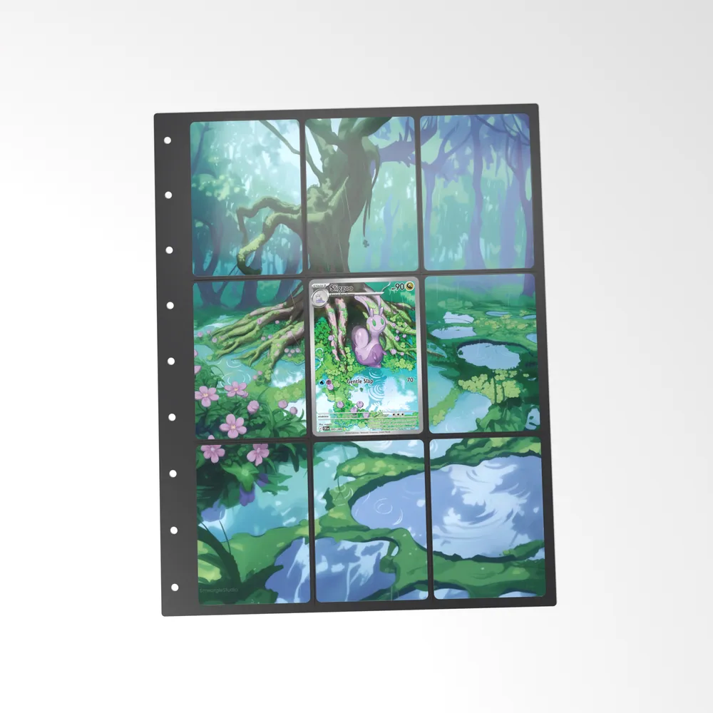 The printed Sliggoo 95/86 set in a 9-pocket binder page, with the card in the centre pocket