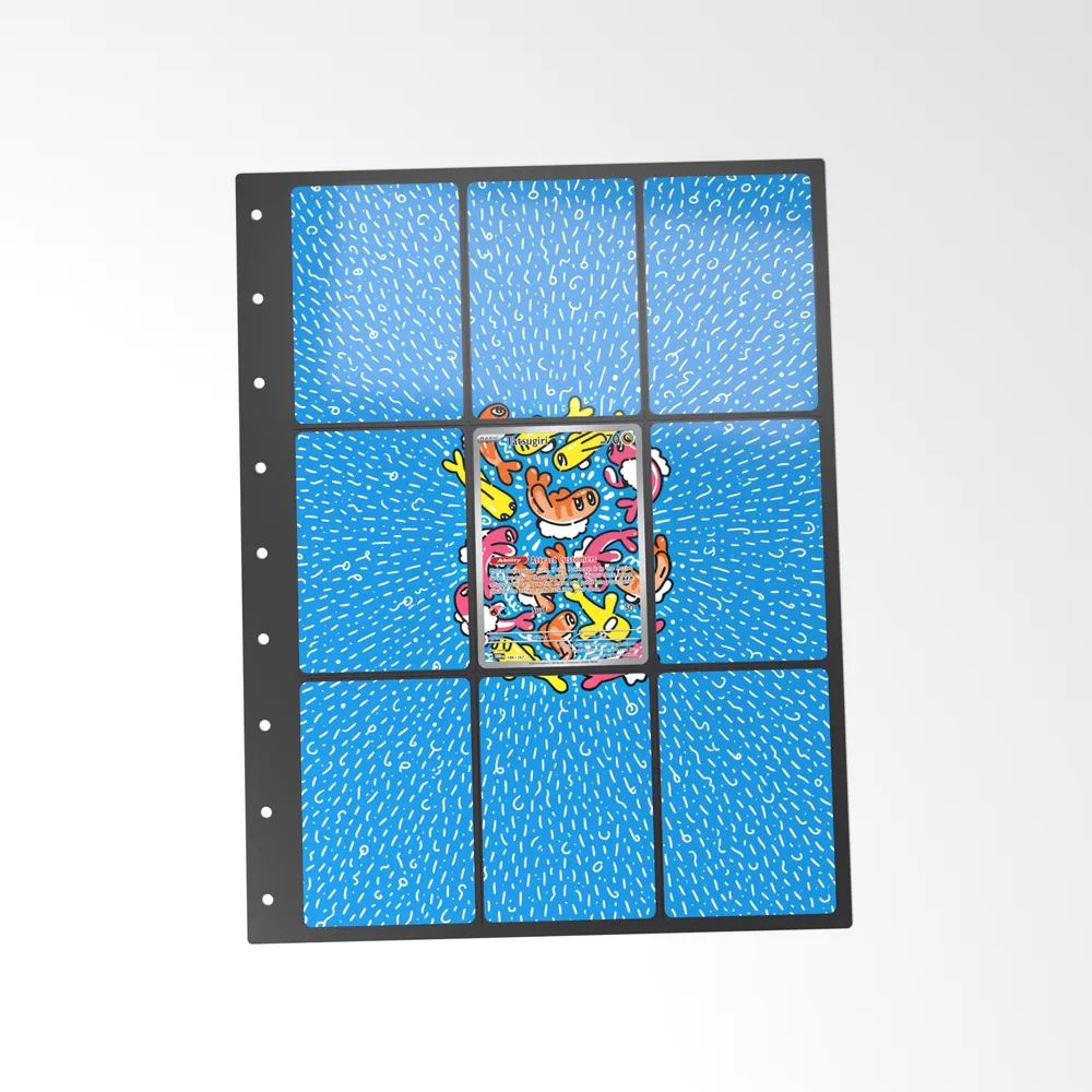 The printed Tatsugiri 186/167 set in a 9-pocket binder page, with the card in the centre pocket