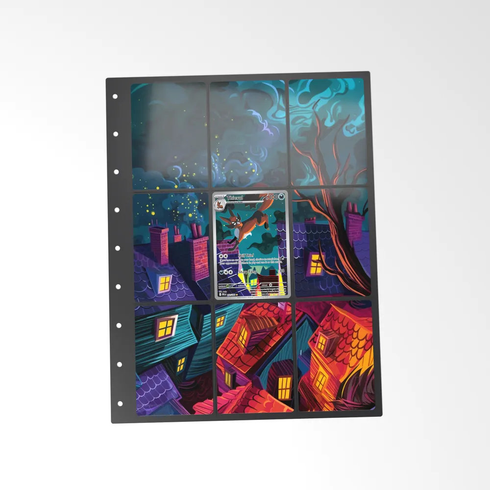 The printed Thievul 92/84 set in a 9-pocket binder page, with the card in the centre pocket
