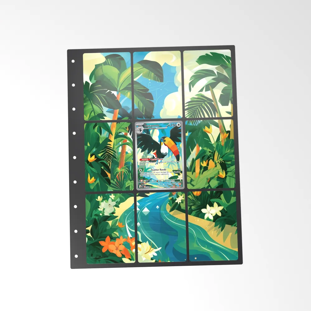 The printed Toucannon 94/84 set in a 9-pocket binder page, with the card in the centre pocket